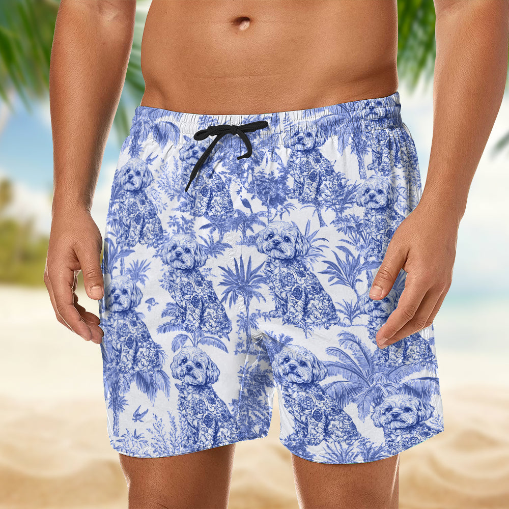 Custom Dog Breeds Chinoiserie Toile De Jouy Style Personalized Beach Short HA75 892548