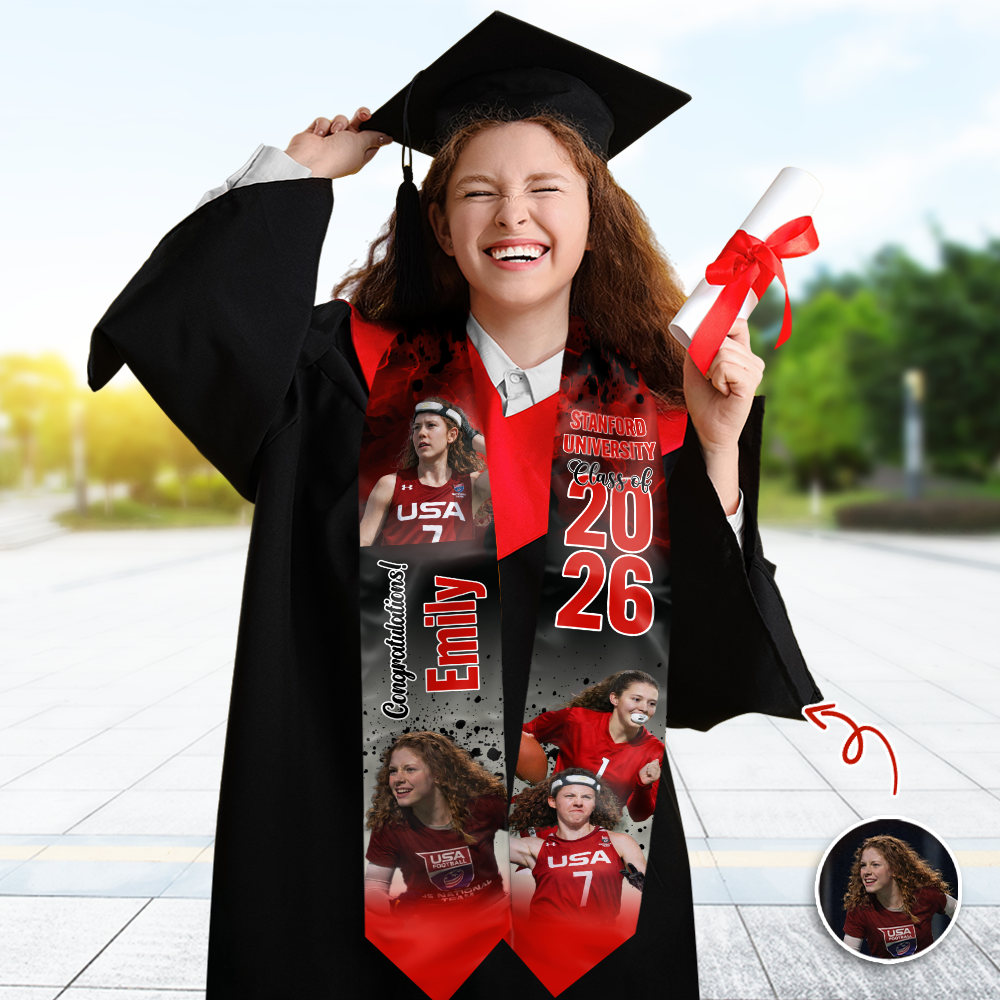 Custom Photo Class of 2026 Graduation Stole Football Graduation Sash CH07 910178