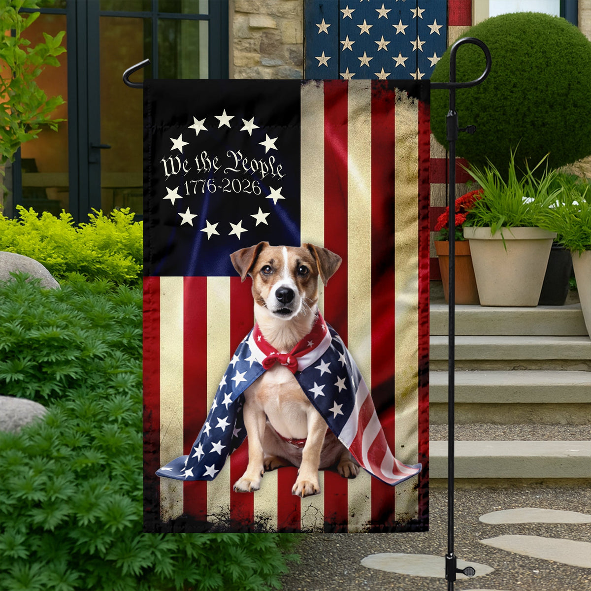 Custom Photo My Dog Loves America 250 Garden Flag HA75 898906