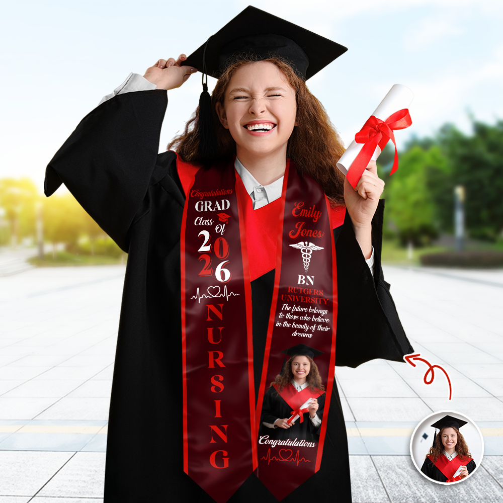 Custom Photo Nurse Class of 2026 Graduation Stole Gift For Graduates HO82 901478
