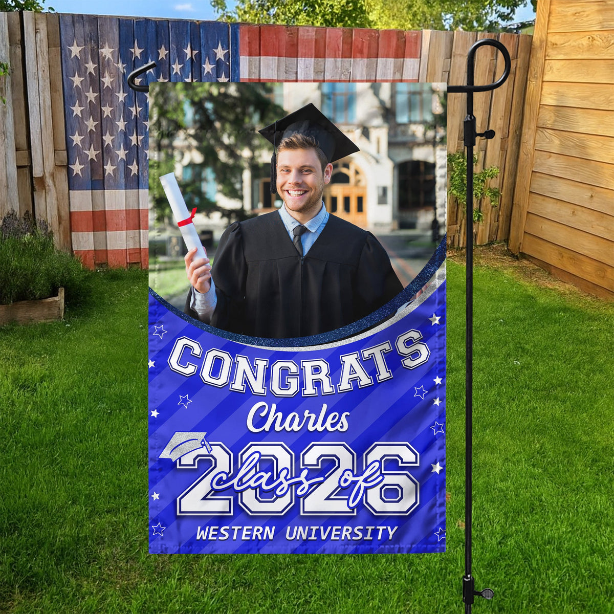 Custom Photo Class of 2026 Congrats Graduation Garden Flag HO82 901710