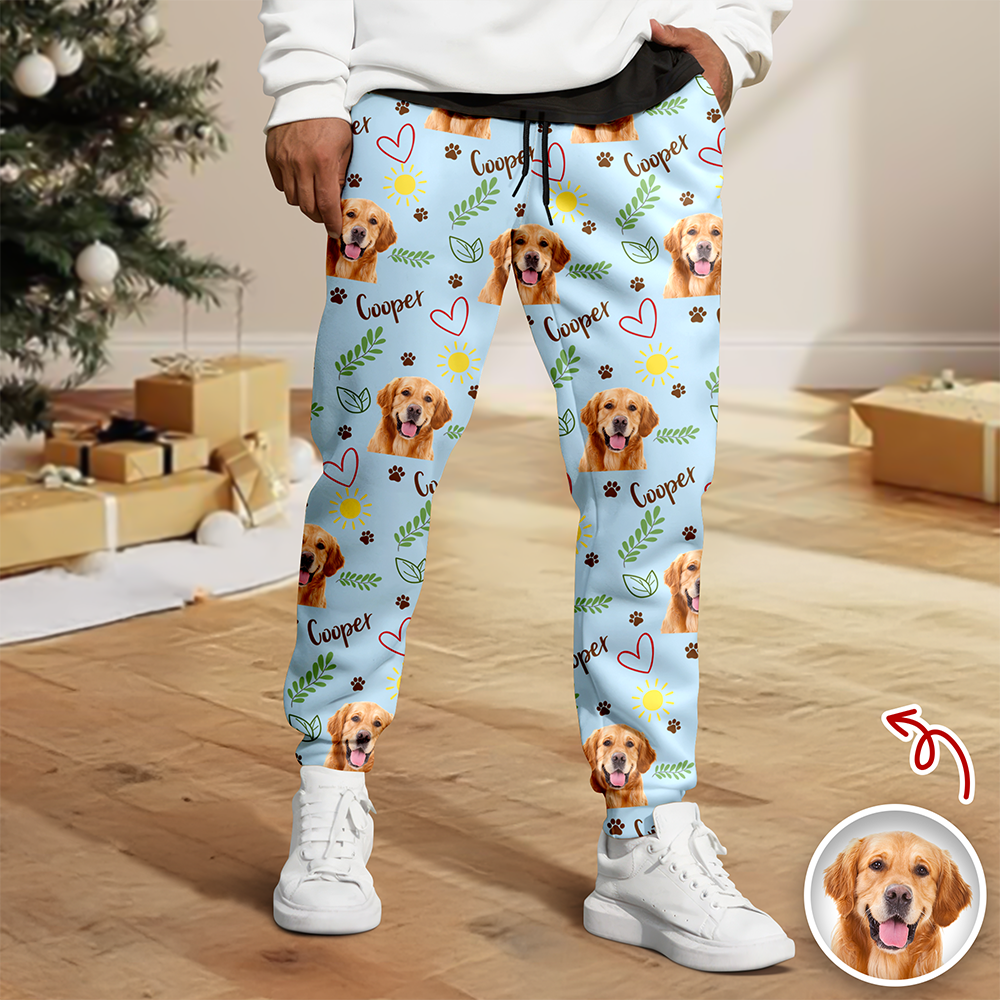 Custom Cute Dog Face Lovely Pattern Christmas Sweatpants For Dog Lovers LM32 895727