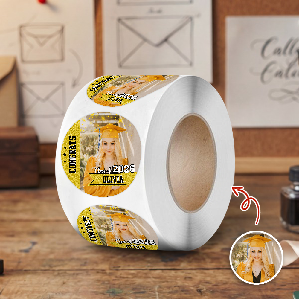 Custom Photo Congrats 2026 Graduation Roll Sticker HA75 920444