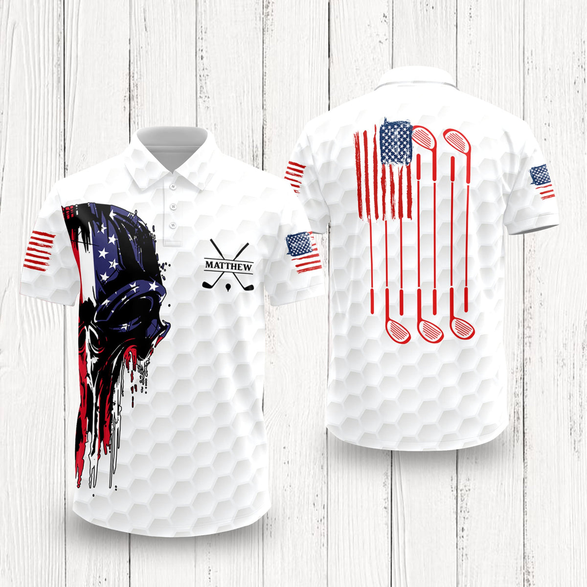 Personalized American Skull Flag Polo Shirt Gift For Golfer, Golf Lovers CH07 899870