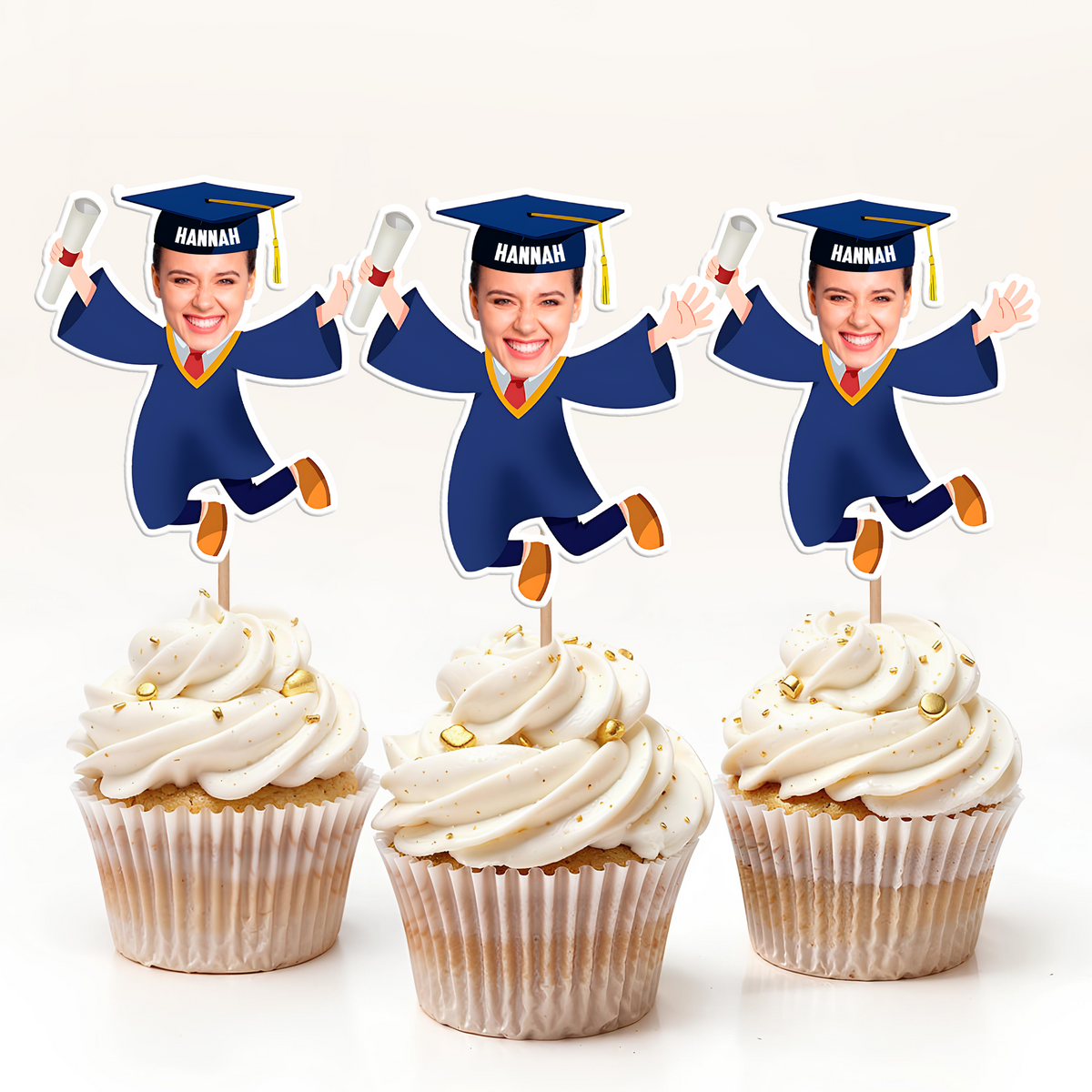 Custom Funny Face Graduation Decoration Cupcake Toppers HA75 920066