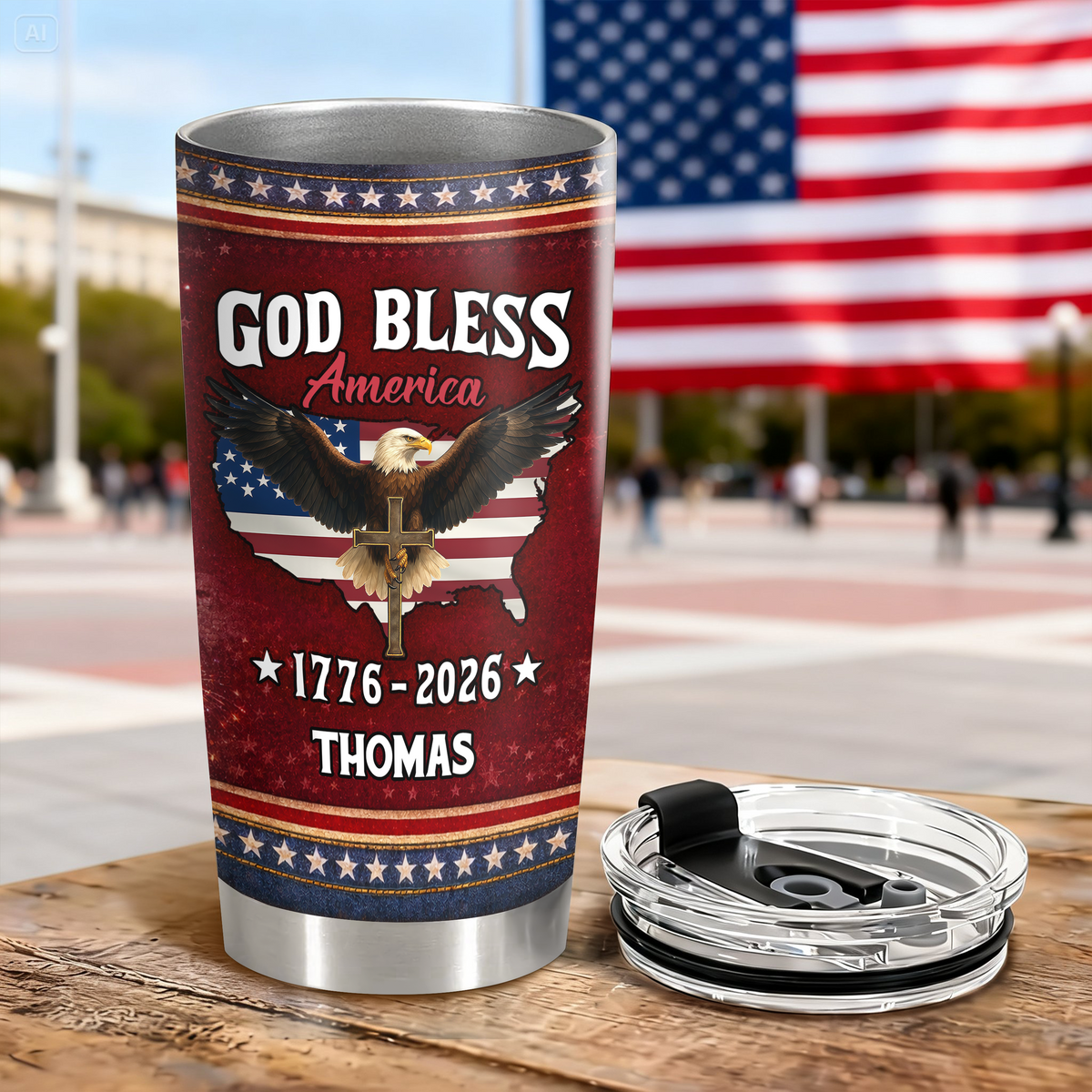 Custom Name America 250 Years of Freedom 1776–2026 Anniversary Fat Tumbler CH07 910586