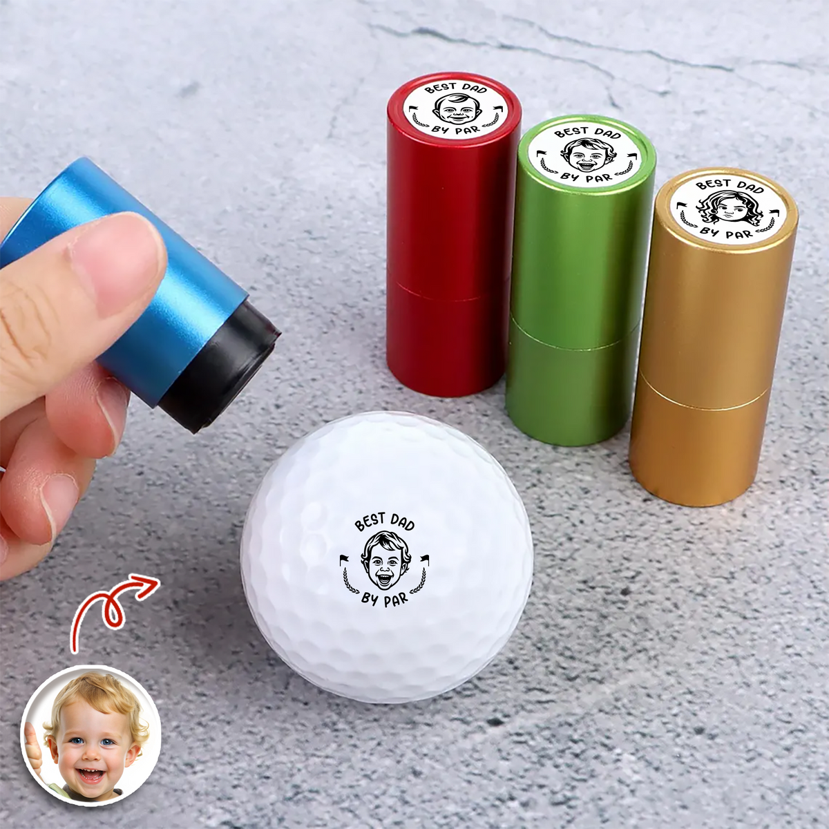 Custom Photo Best Dad By Par Golf Ball Stamp Box Gift for Golfer, Golf Ball Marker HA75 898518