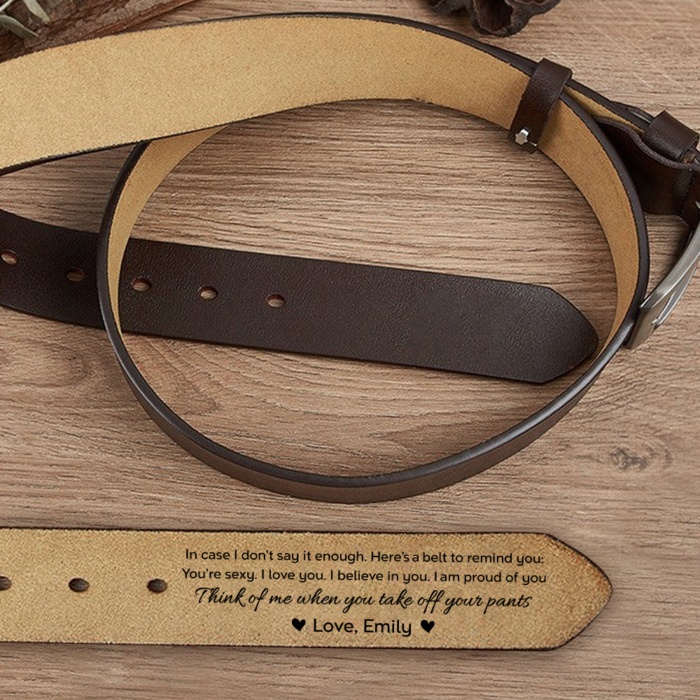 Personalized Engraved Leather Belt for Men – Custom Message Hidden Inside Belt, Romantic Gift for Husband or Boyfriend LM32 899957