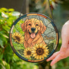 Custom Dog Photo With Sunflower Memorial Stained Glass Suncatcher, Pet Loss Gift HO82 894326
