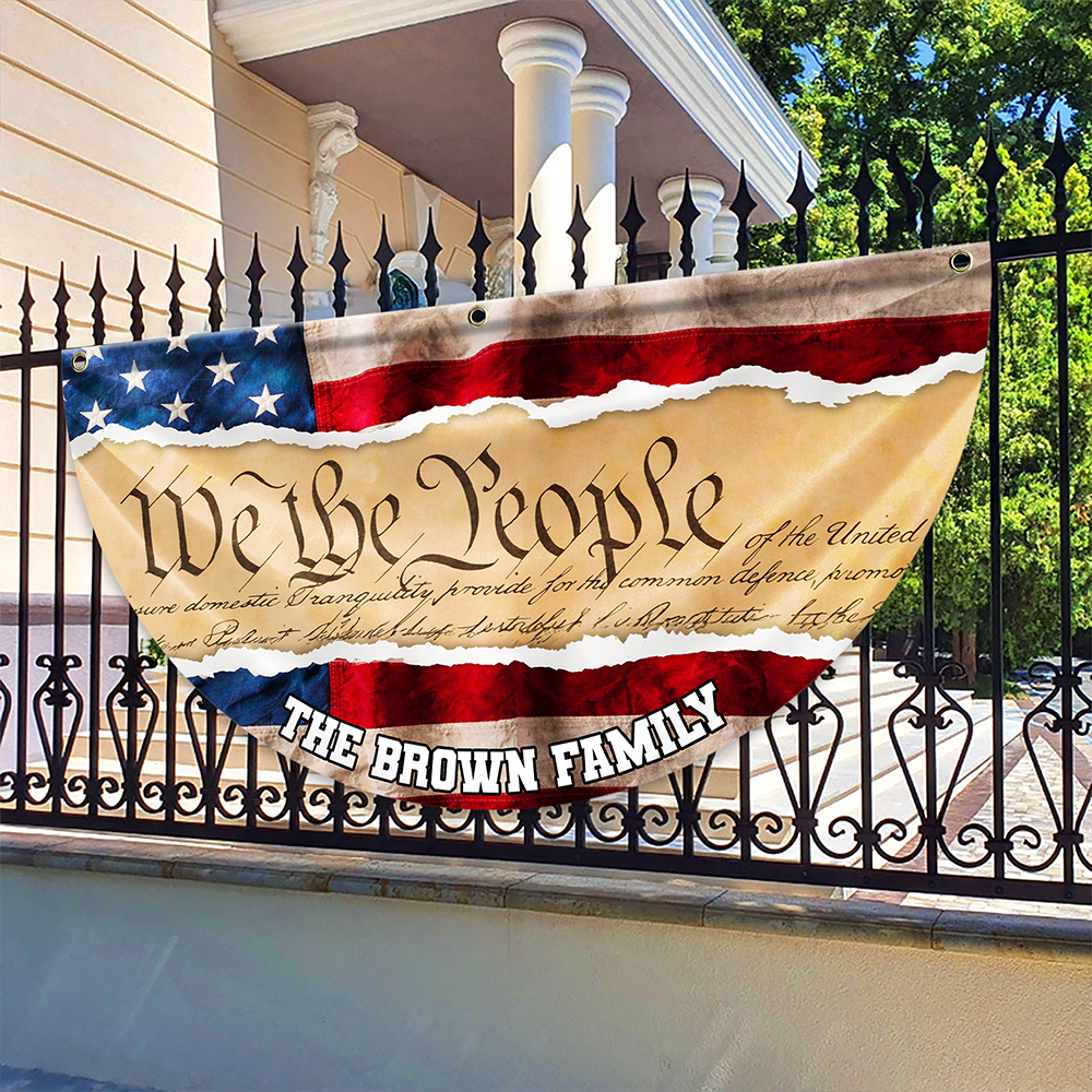Custom Family Name We The People America 250 Non-Pleated Fan Flag TH10 898895