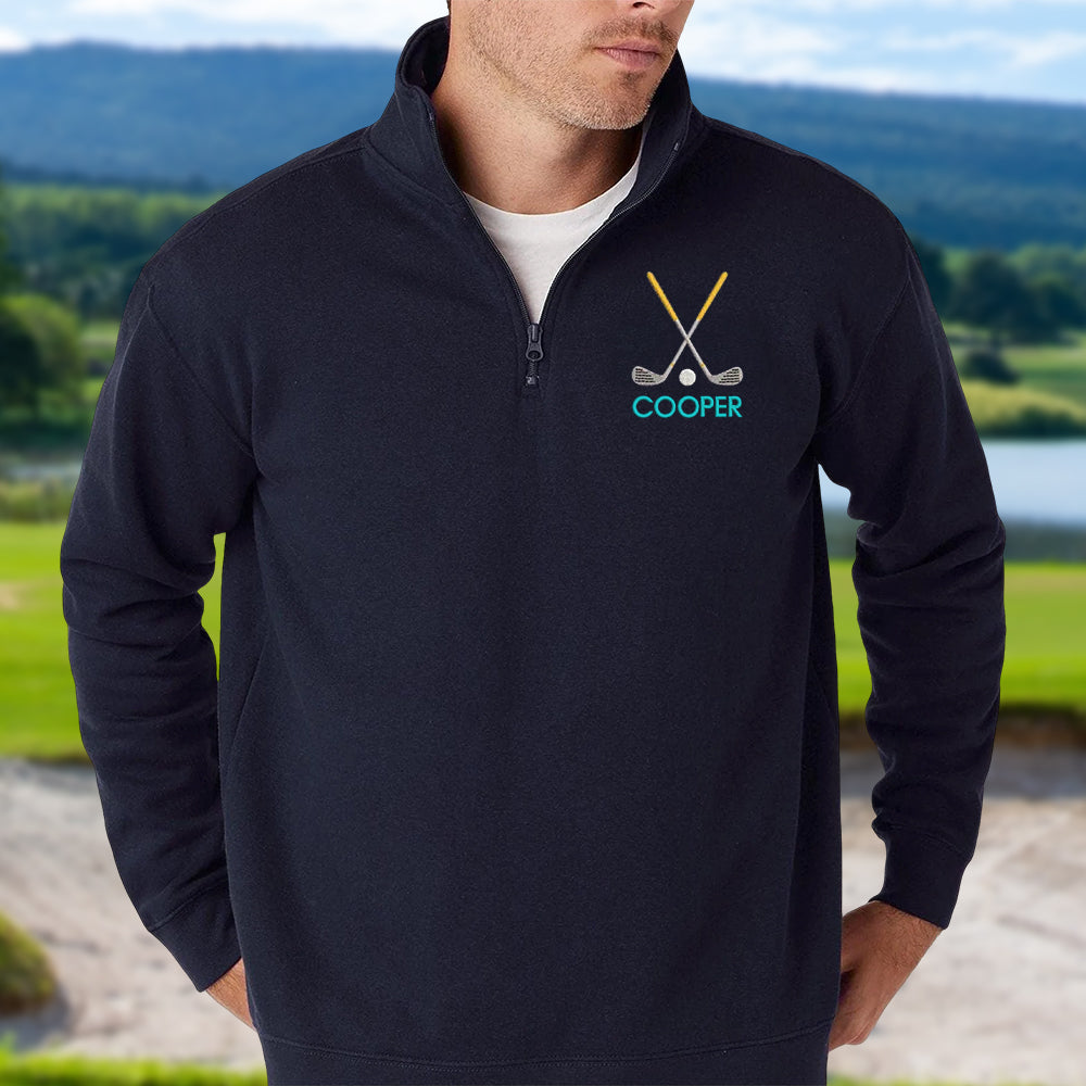 Personalized Name Embroidered Golf Quarter Zip Sweater, Unique Golf Enthusiast Gift, Golfers and Coaches Gift HO82 900730