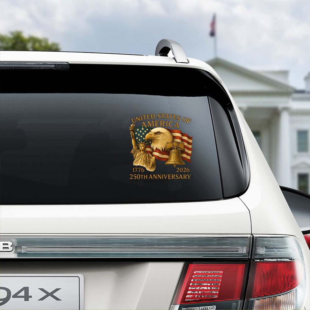 America 250th Anniversary Patriot Eagle With  Statue Of Liberty Car Window Decal Sticker HO82 900866