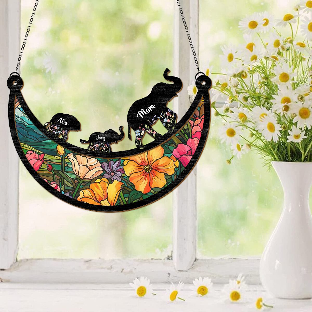 Custom Mama Elephant Family Suncatcher Mother's Day Gift HA75 920674