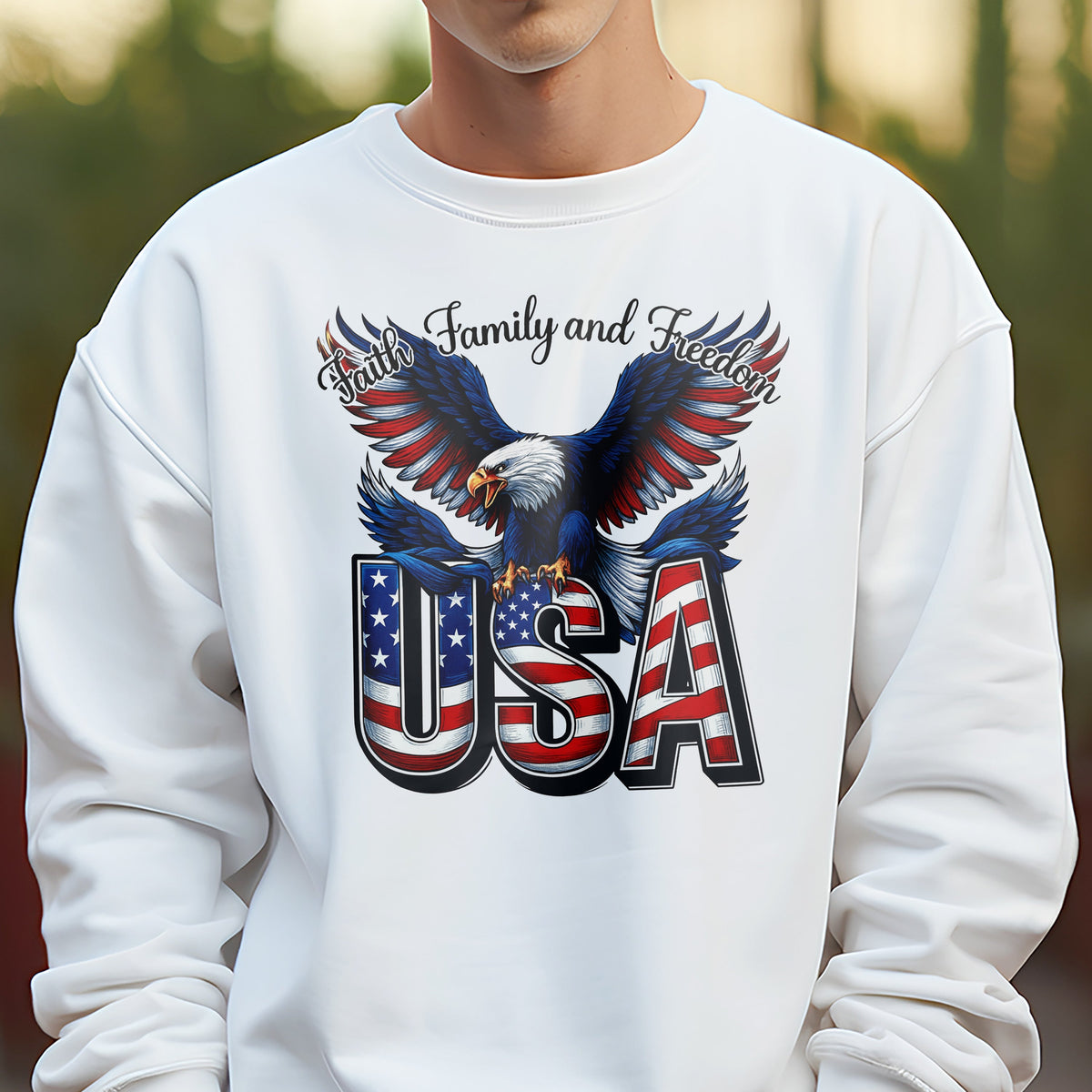Faith, Family & Freedom America 250 Years Patriotic Bright Shirt LM32 897355