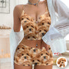 Custom Cute Dog Cat Face Appliques Notched Neckline Lingerie Set LM32 893961