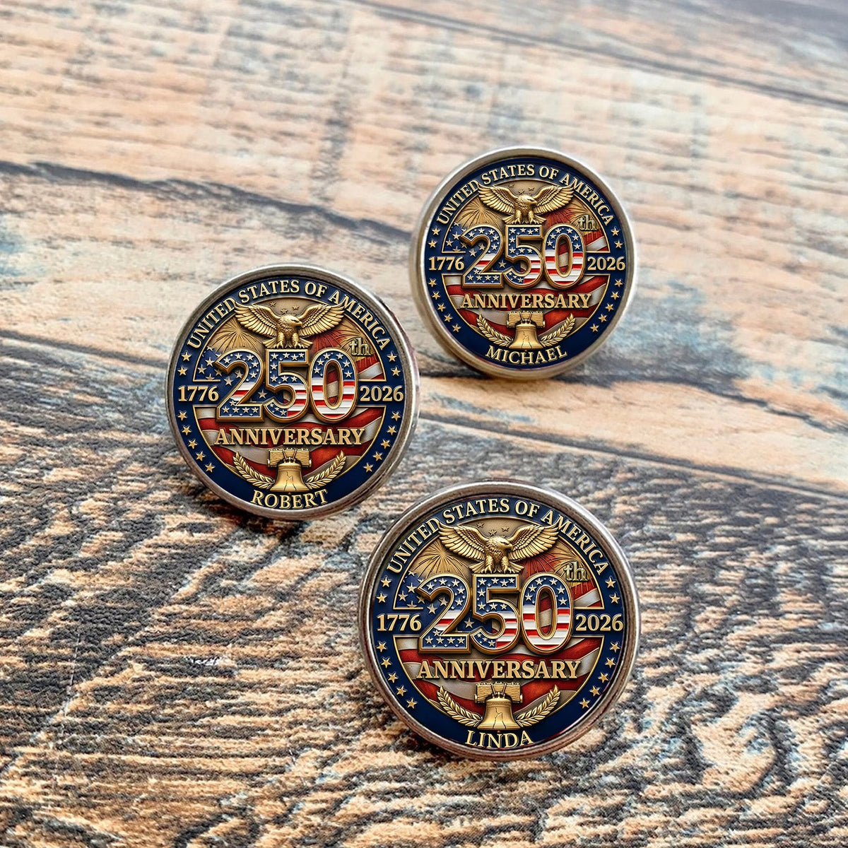 Custom Name American 250 Years Of Freedom Anniversary 1776-2026 Eagle Lapel Pin LM32 899565