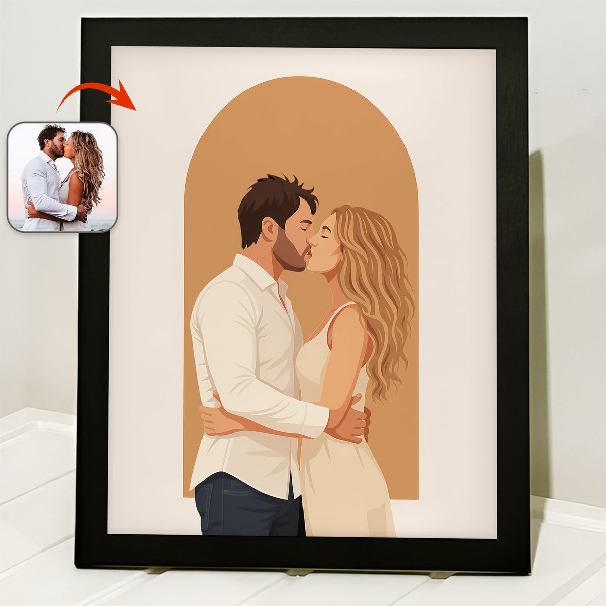 Custom Couple Portrait Photo With Drawing Style Poster Picture Frame HO82 894152