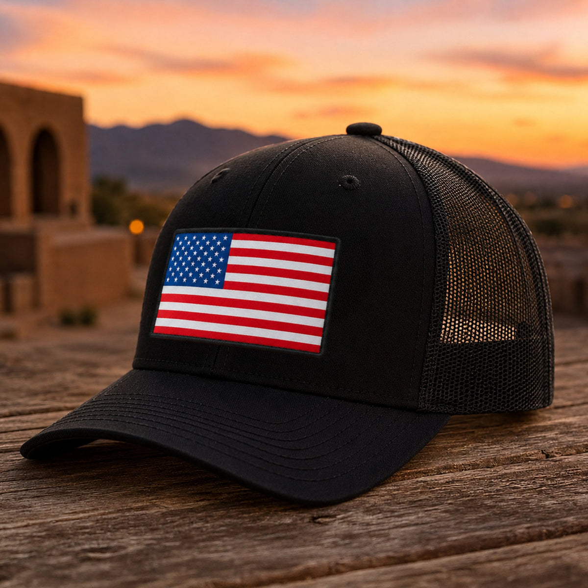 Patriotic American Flag Embroidered Trucker Hat HO82 902880