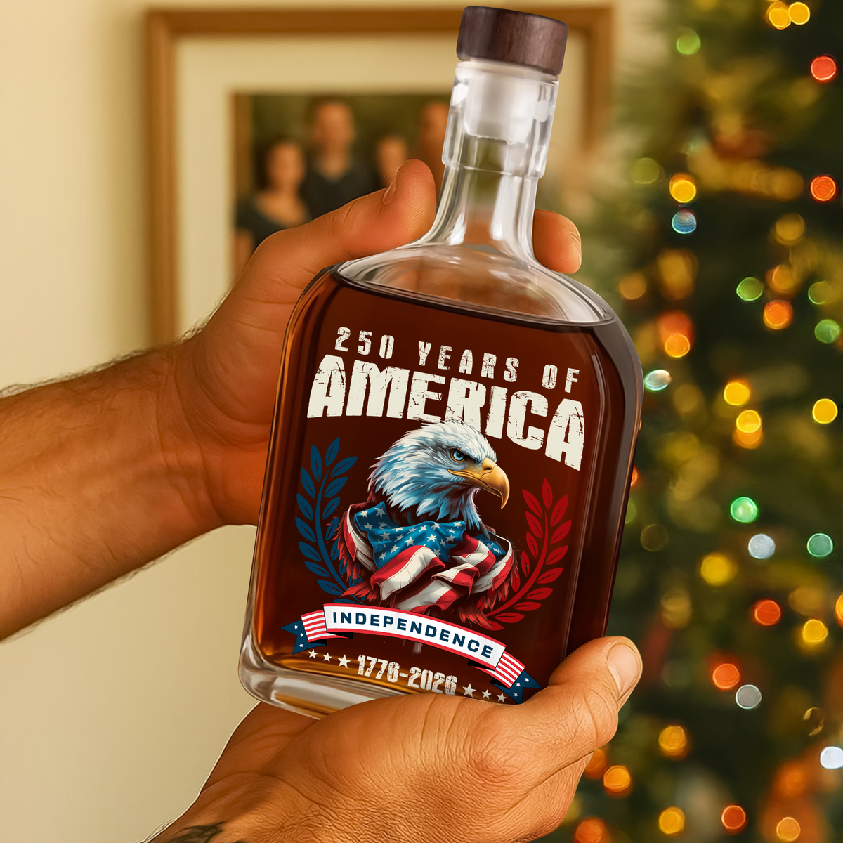 America 250 Years Eagle Independence Day Patriotic Whiskey Bottle LM32 895259