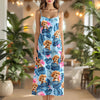 Custom Dog Photo Hawaiian Style Women's V-Neck Cami Maxi Dress For Summer Beach Holiday HO82 893590