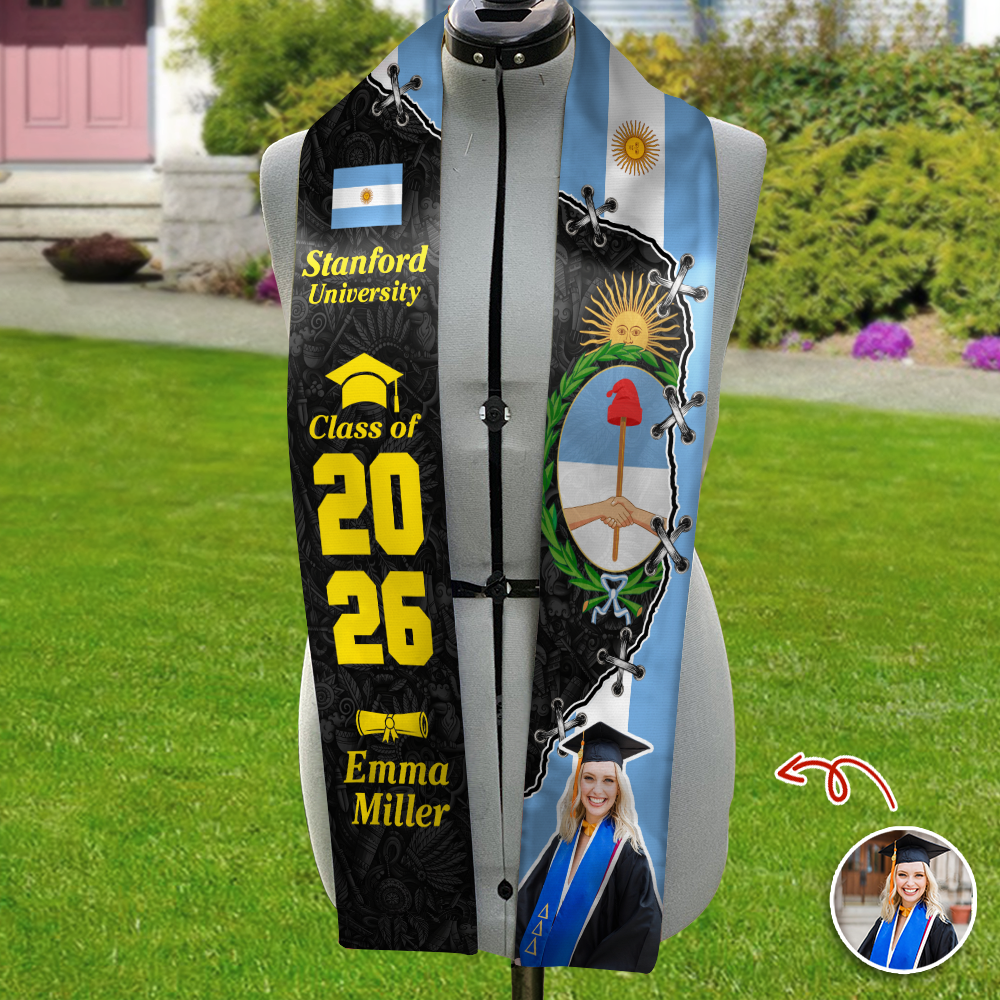 Custom Photo Nationality Republic - Class of 2026 Graduation Stole LM32 897973