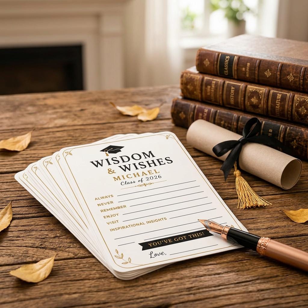 Wisdom & Wishes Graduation Advice Cards Class of 2026 Graduation Party Keepsake CH07 911348