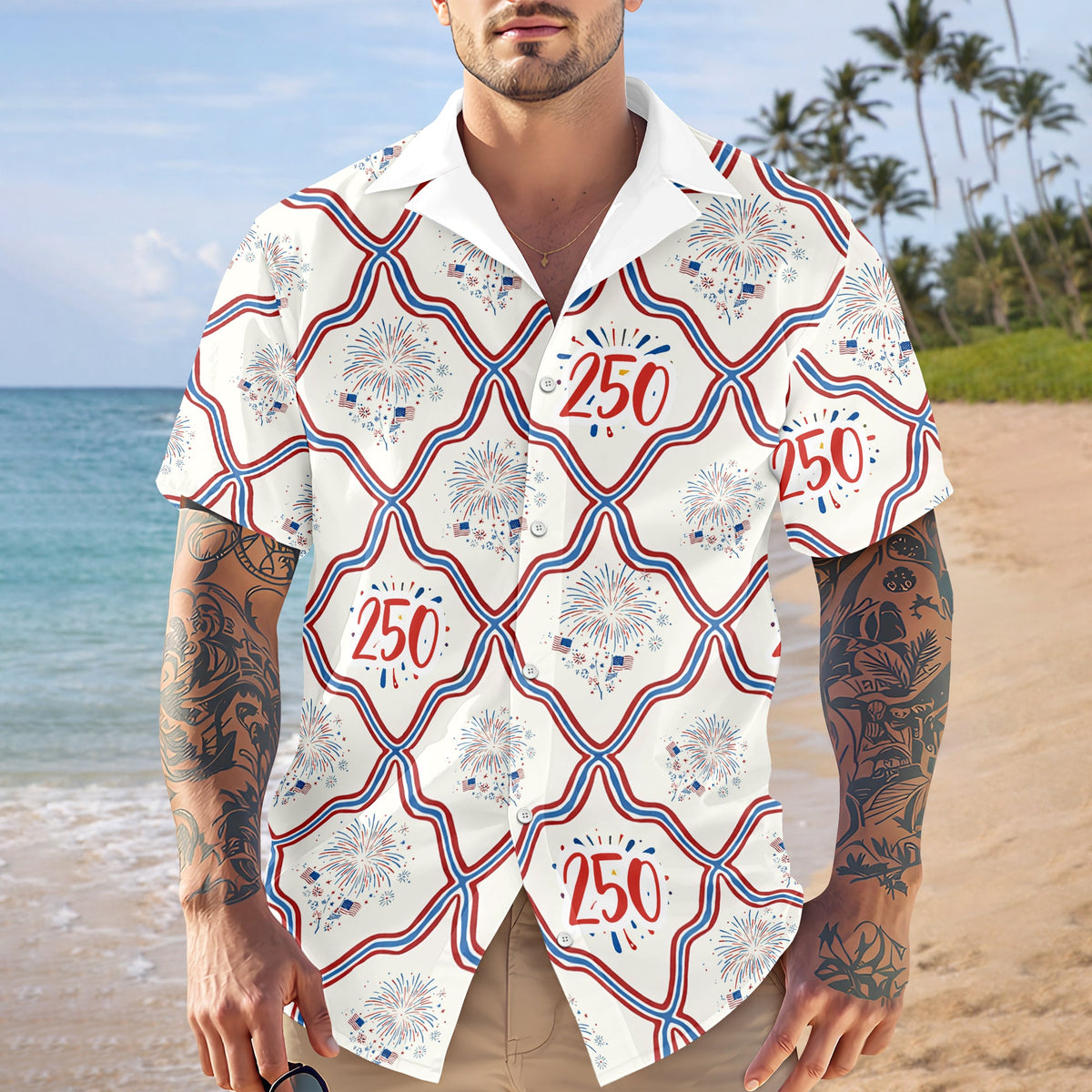 Custom Photo USA 250th Anniversary Patriotic Hawaii Shirt HA75 898818