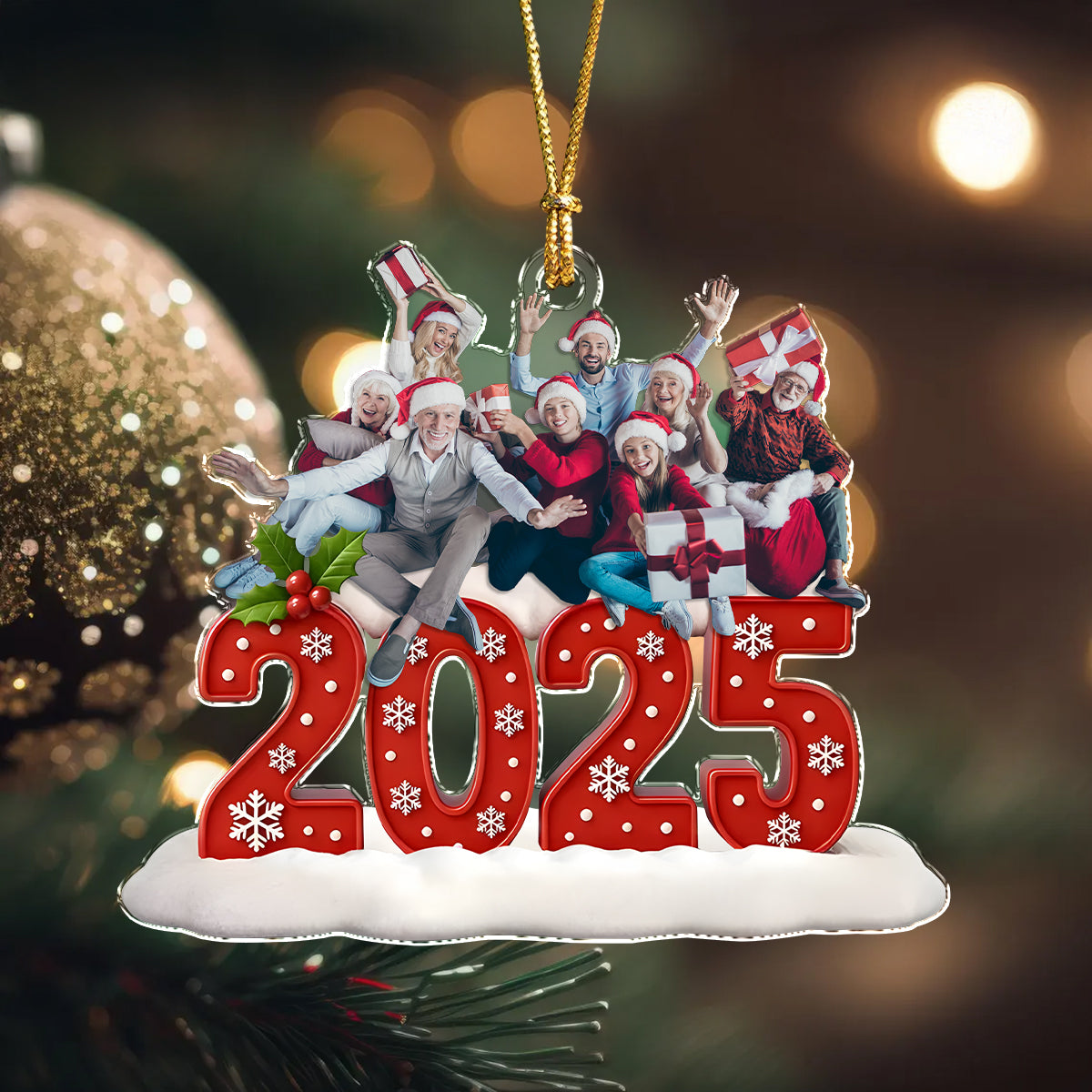 Custom Family Photo Acrylic Ornament Christmas Gifts For Dad, Mom, Grandpa, Grandma HA75 897928