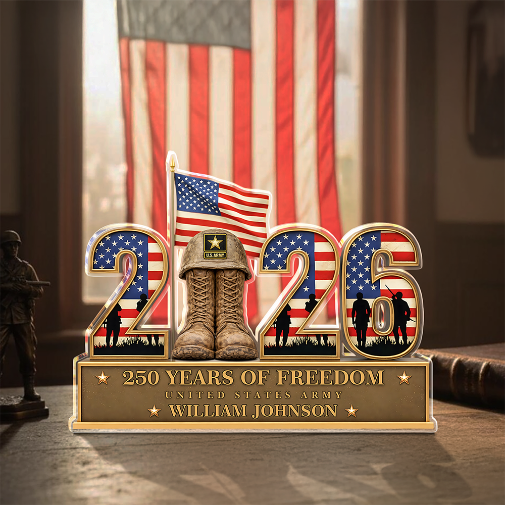 Personalized 250 Years Of Freedom 1776–2026 American Veteran Guardian Angel Acrylic Block Plaque - Veteran Gift, Patriotic Military Memorial Decor HO82 901894