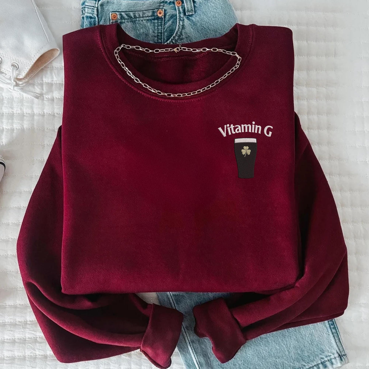 Vitamin G Guinness Embroidered Sweatshirt - Funny Irish Beer Tee HO82 901436