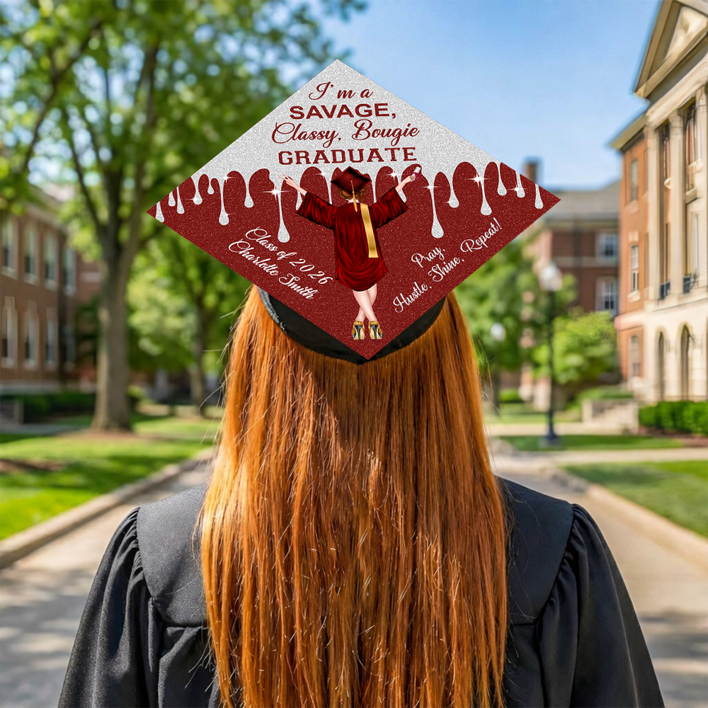 Personalized I Am A Savage, Classy, Bougie Graduation Cap Topper HO82 901524