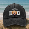 Custom Photo Dog Cat Dad Washed Denim Baseball Cap HA75 892928
