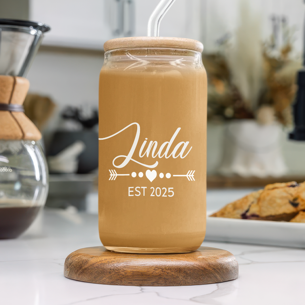Custom Name Glass Can With Lid Gift For Family TH10 896921