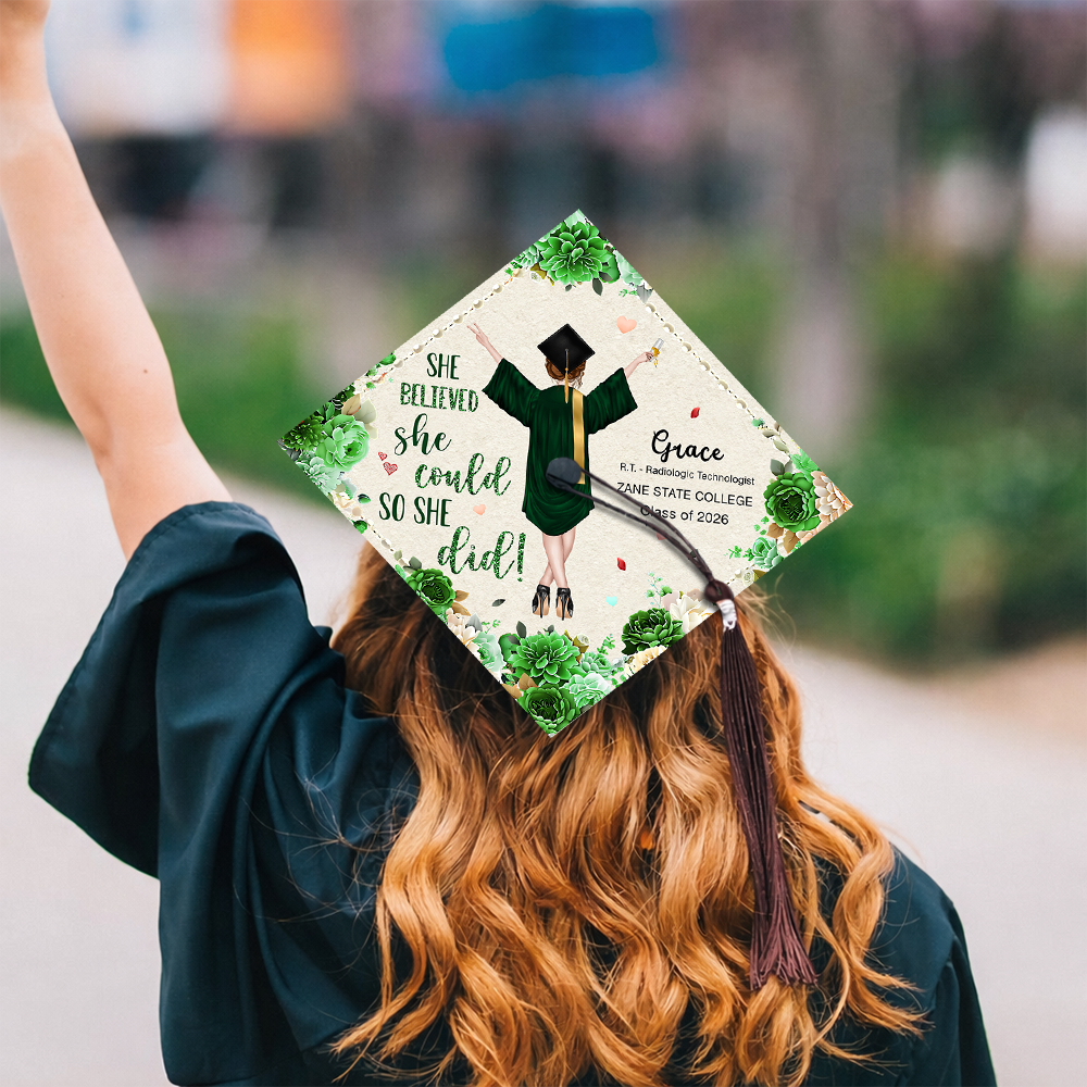 Personalized She Believed She Could So She Did Graduation Cap Topper HO82 901540