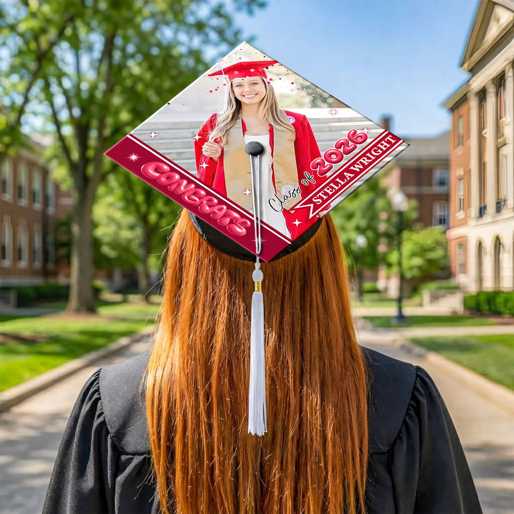Custom Photo Class of 2026 Graduation Cap Topper, Personalized Congrats Grad Gift LM32 899369