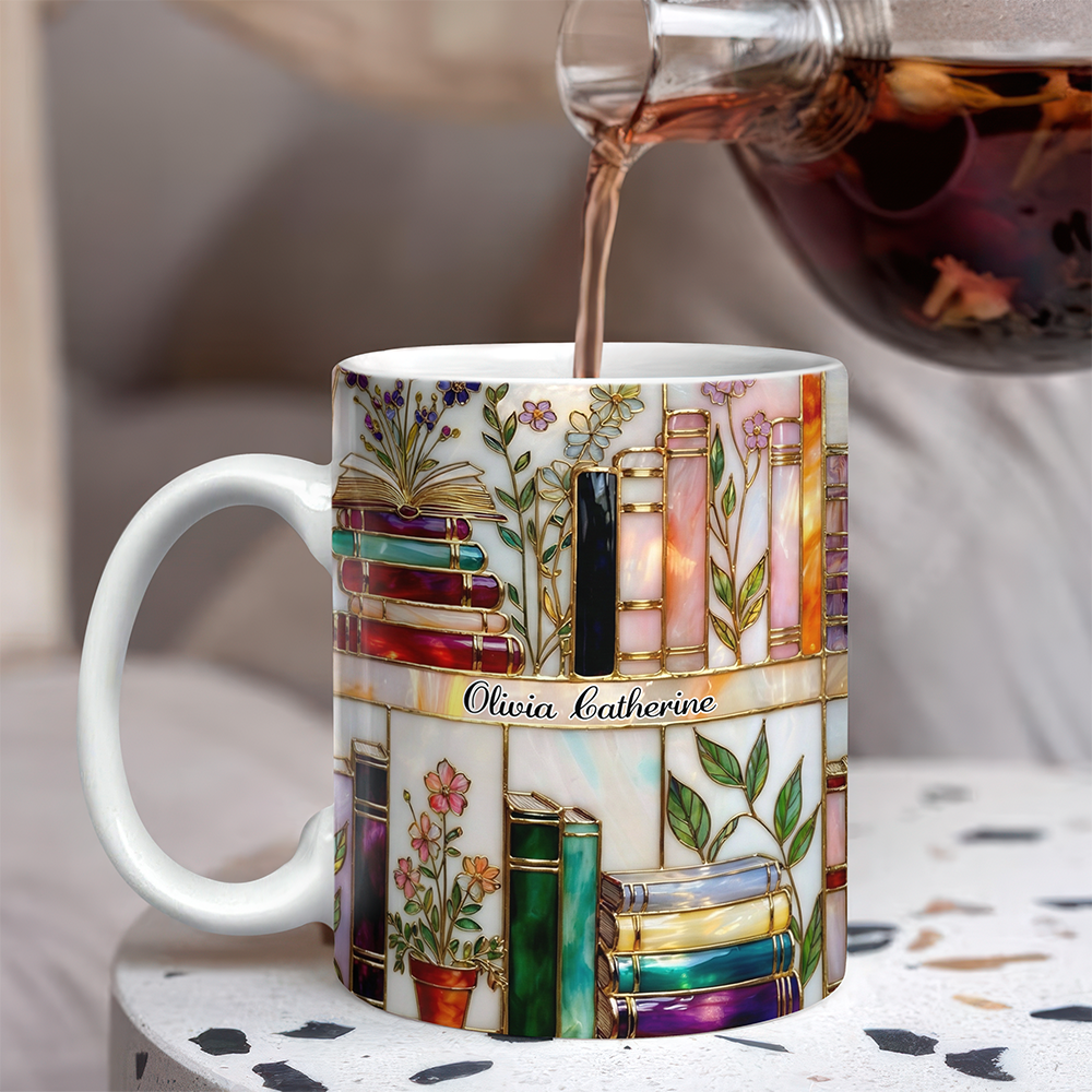 Custom Name Floral Book Mug Personalized Gift For Book Lovers TH10 898765