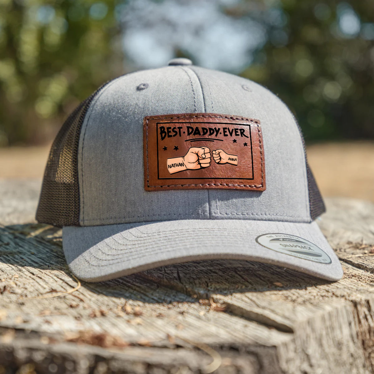 Best Dad Ever - Hands Version - Personalized Leather Patch Hat TH10 892837