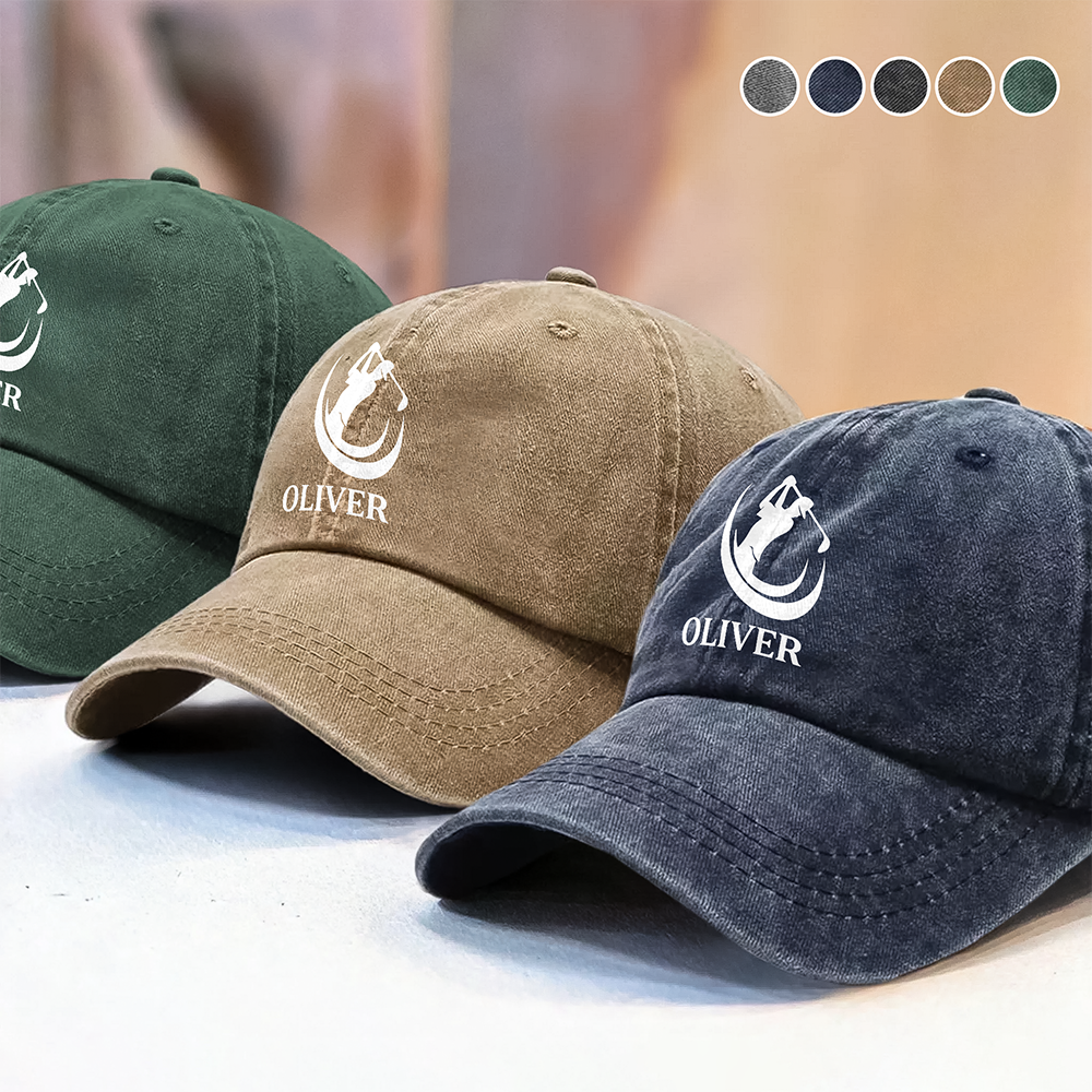 Personalized Custom Name Washed Denim Baseball Cap For Golf Lover TH10 898147