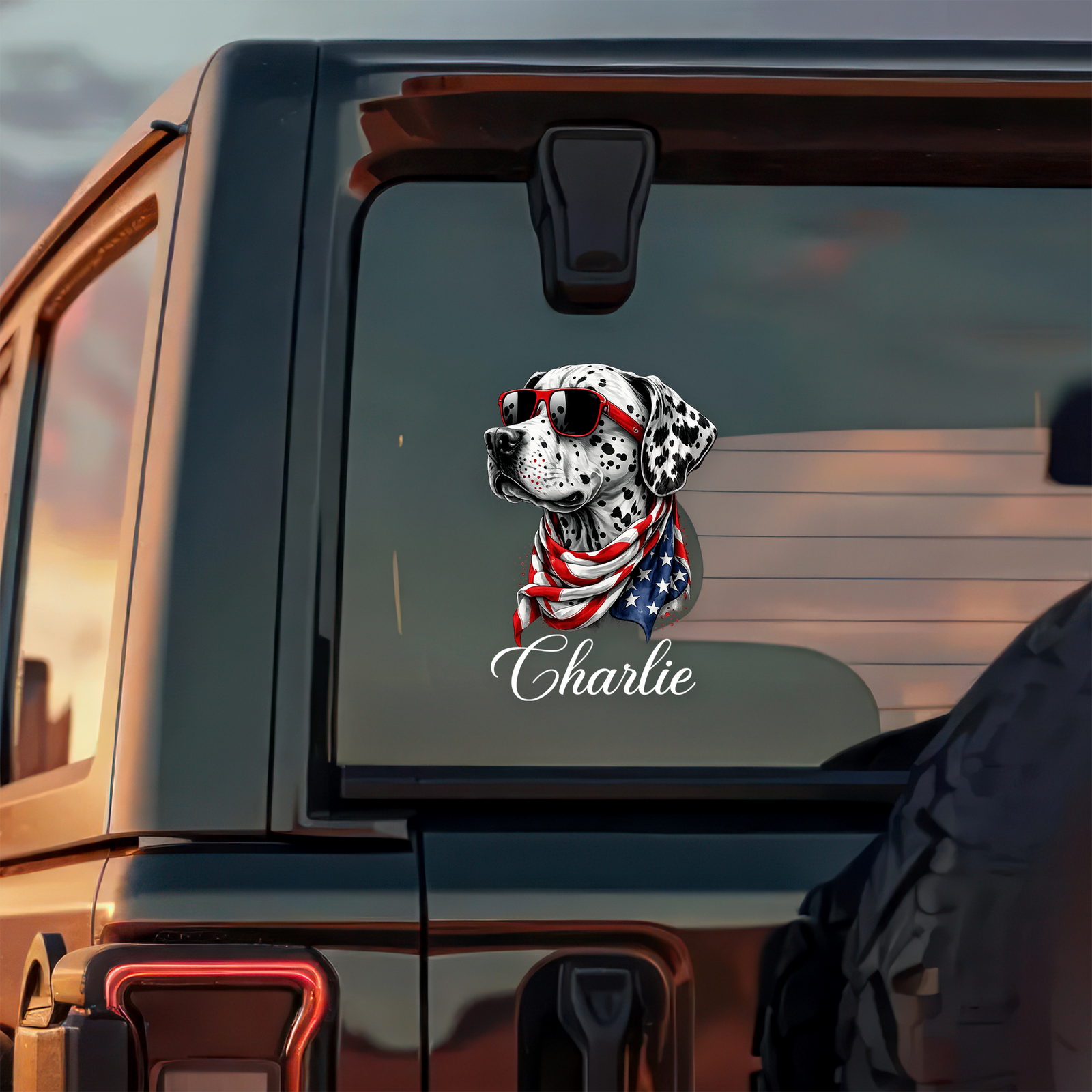 Personalized USA 250 Years Anniversary Patriotic Dog Portrait Car Window Decal LM32 897955