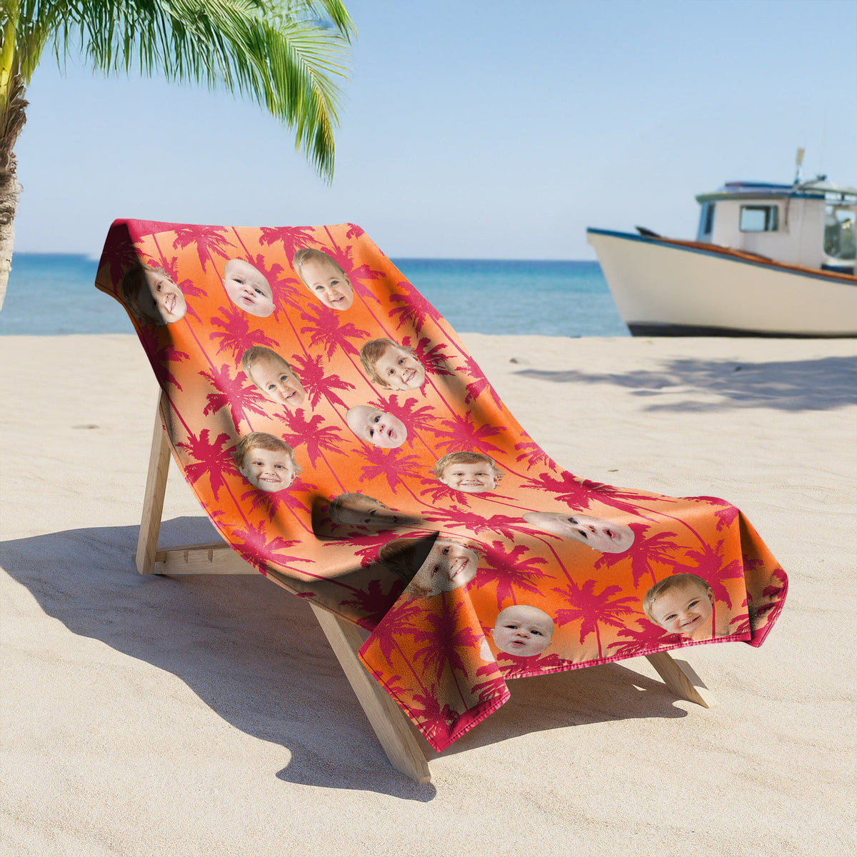 Custom Photo Blue Palm Beach Towel HO82 894066