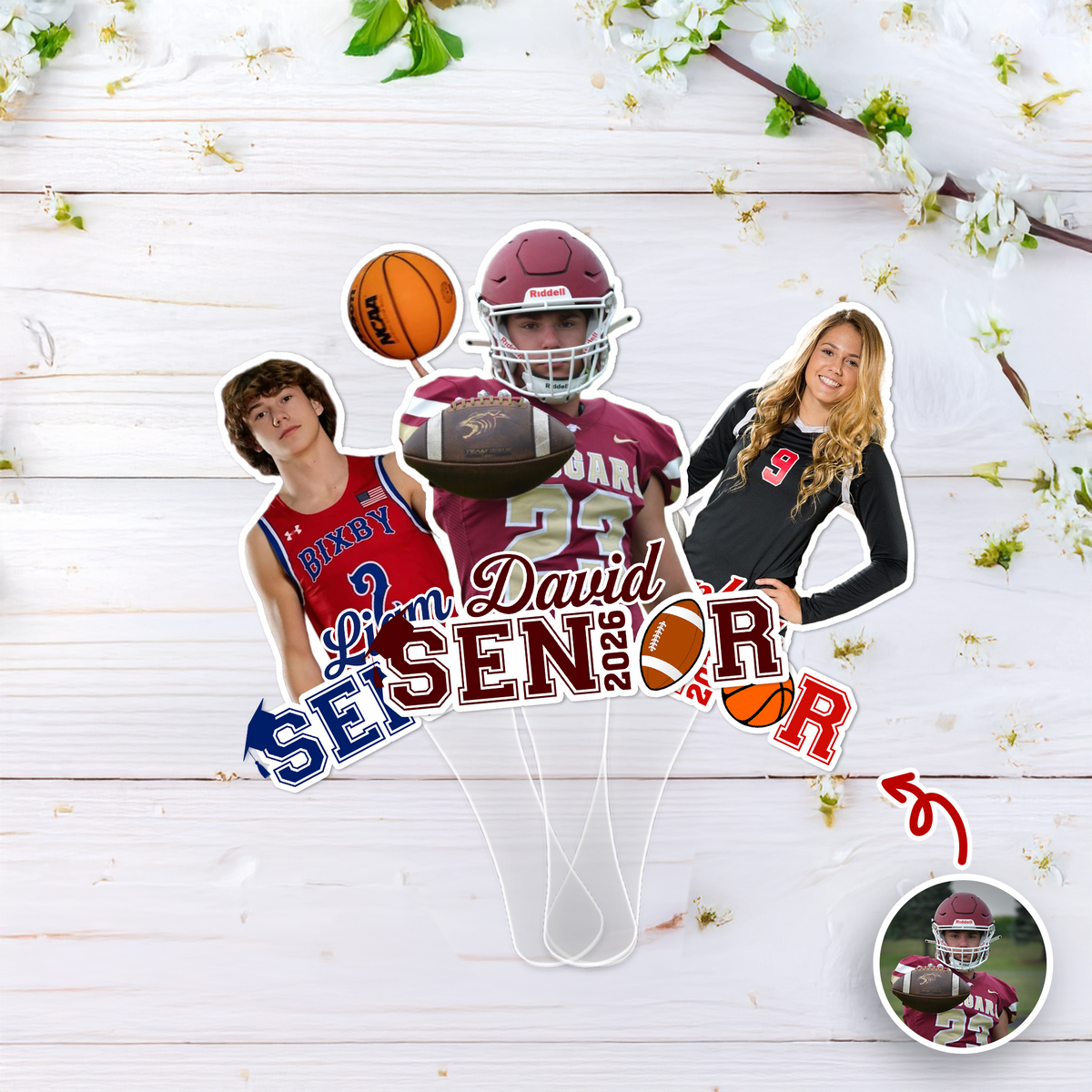 Custom Photo Senior 2026 Graduation Sports Face Fan HA75 920058