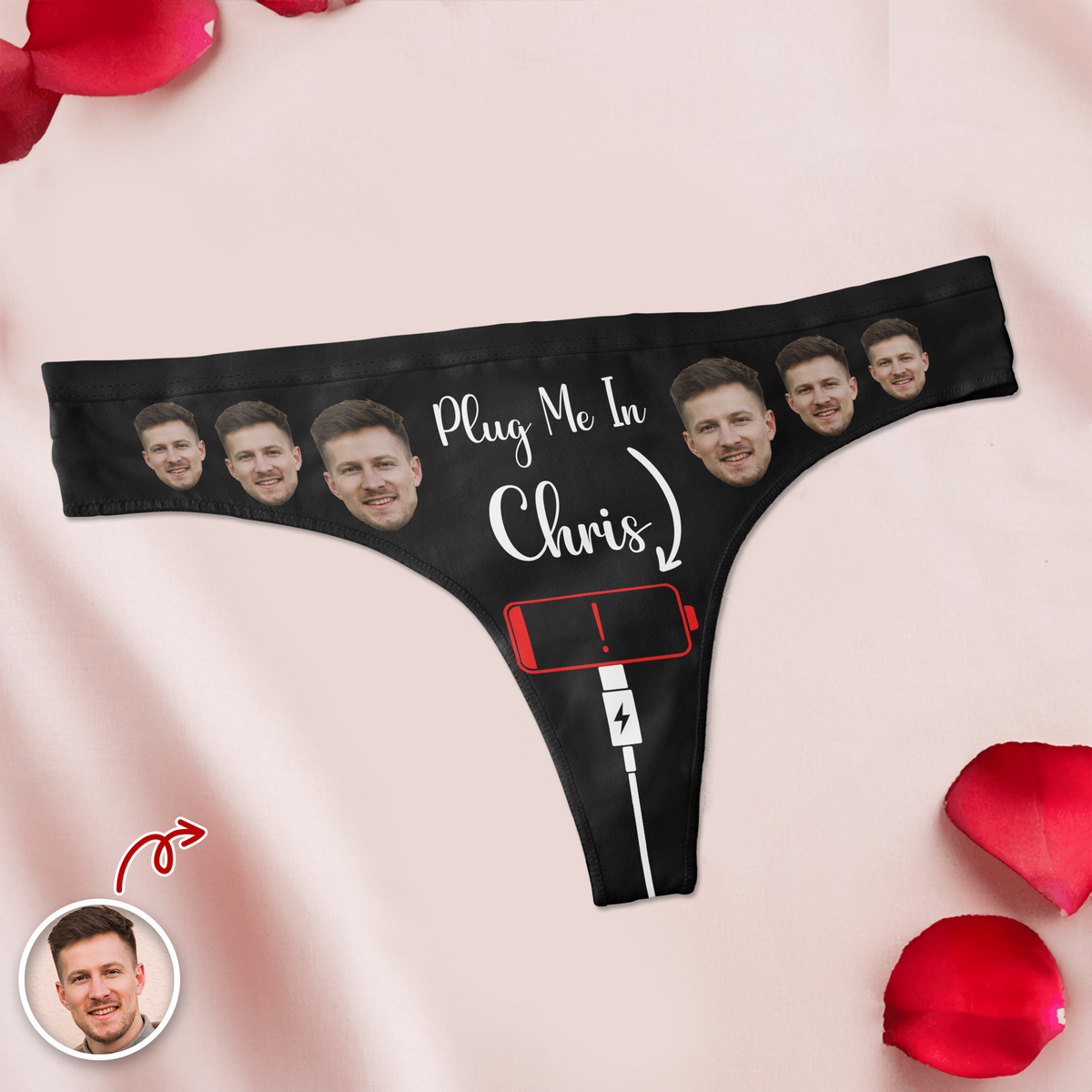 Custom Boyfriend Husband Photo Plug Me In Underwear For Women Naughty Gift For Her CH07 910138