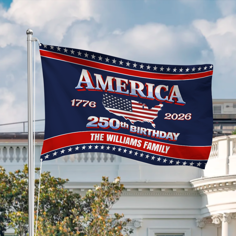 Custom Name 250th Anniversary USA House Flag HO82 901192