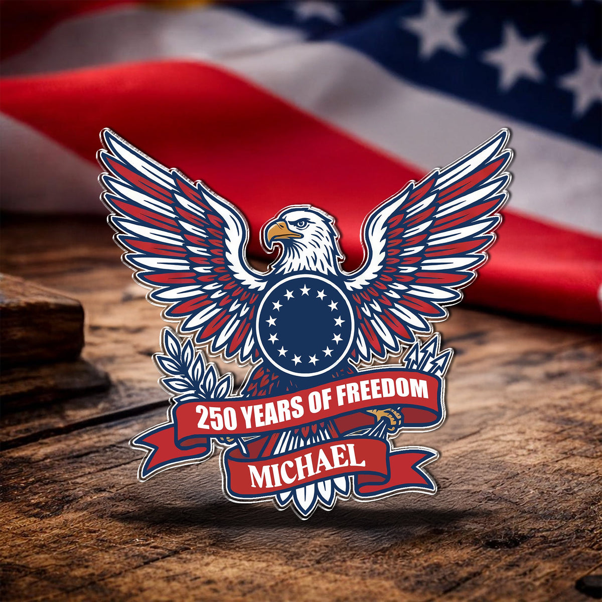 Eagle USA 250th Anniversary 1776-2026 Semiquincentennial Patriotic Acrylic Pin HO82 901802
