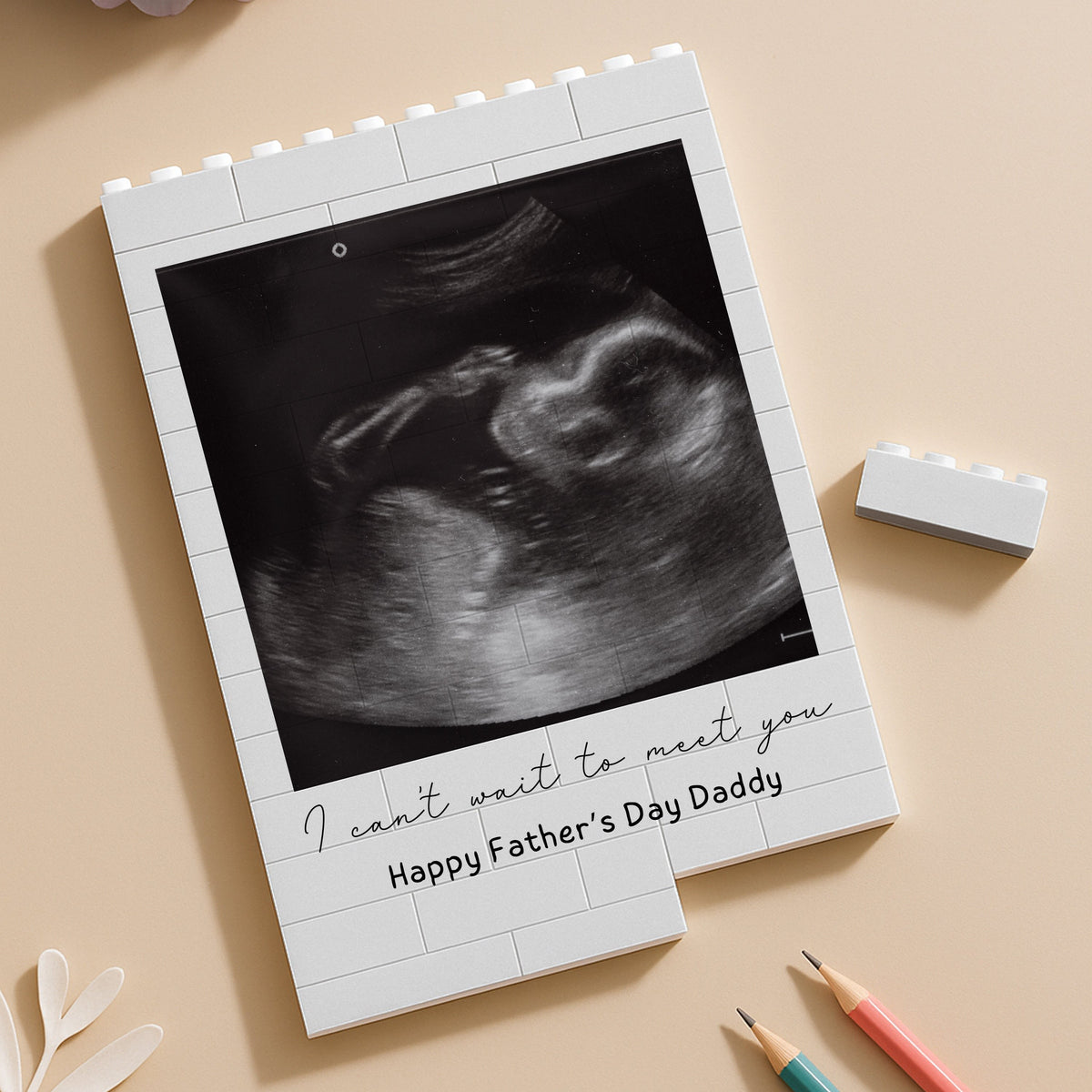 Custom Photo I Cannot Wait To Meet You Baby Scan Building Brick Blocks Happy Father's Day TH10 898853