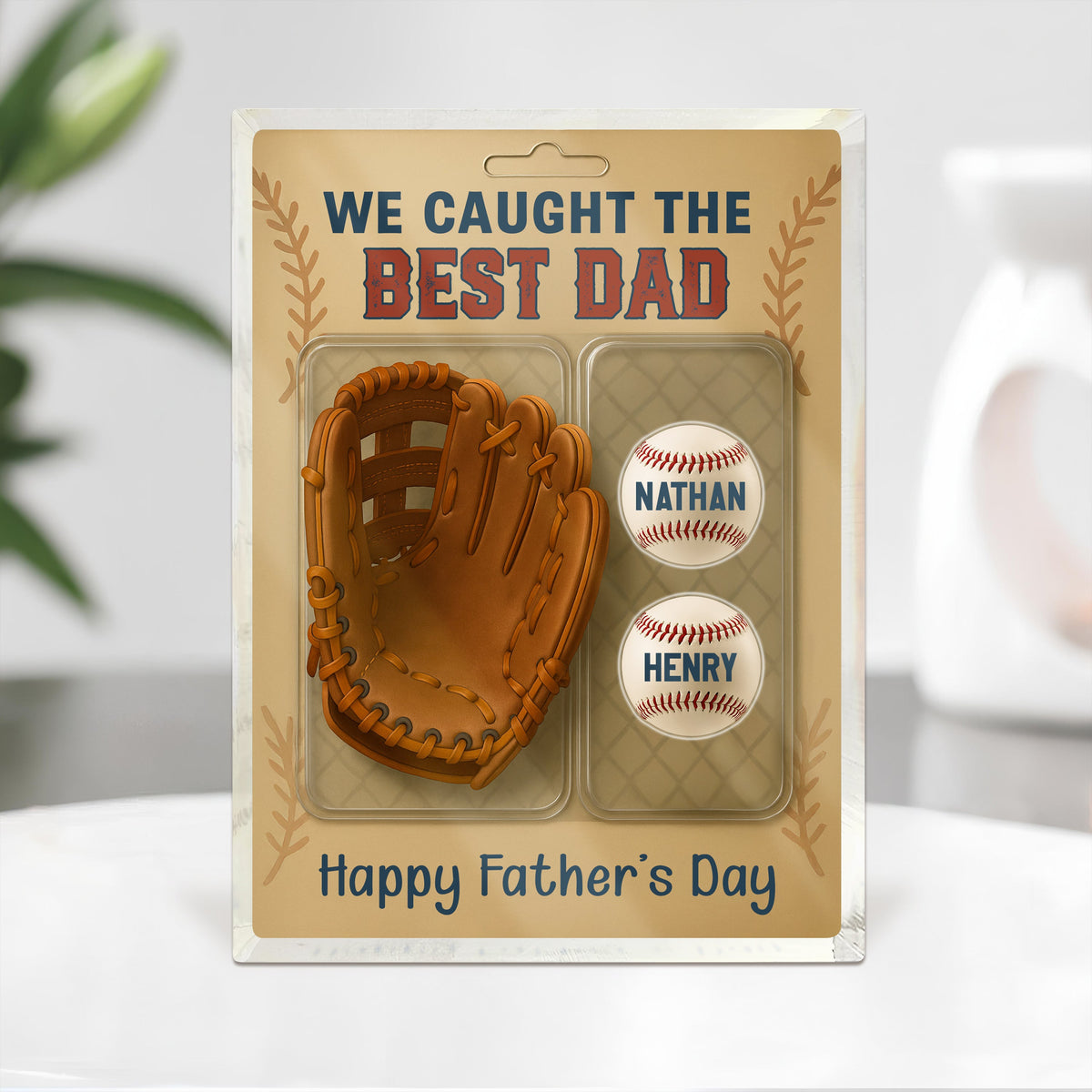 We Caught The Best Dad Grandpa Baseball & Glove Figures Style Acrylic Block Plaque Personalized Gift For Father's Day HO82 893764