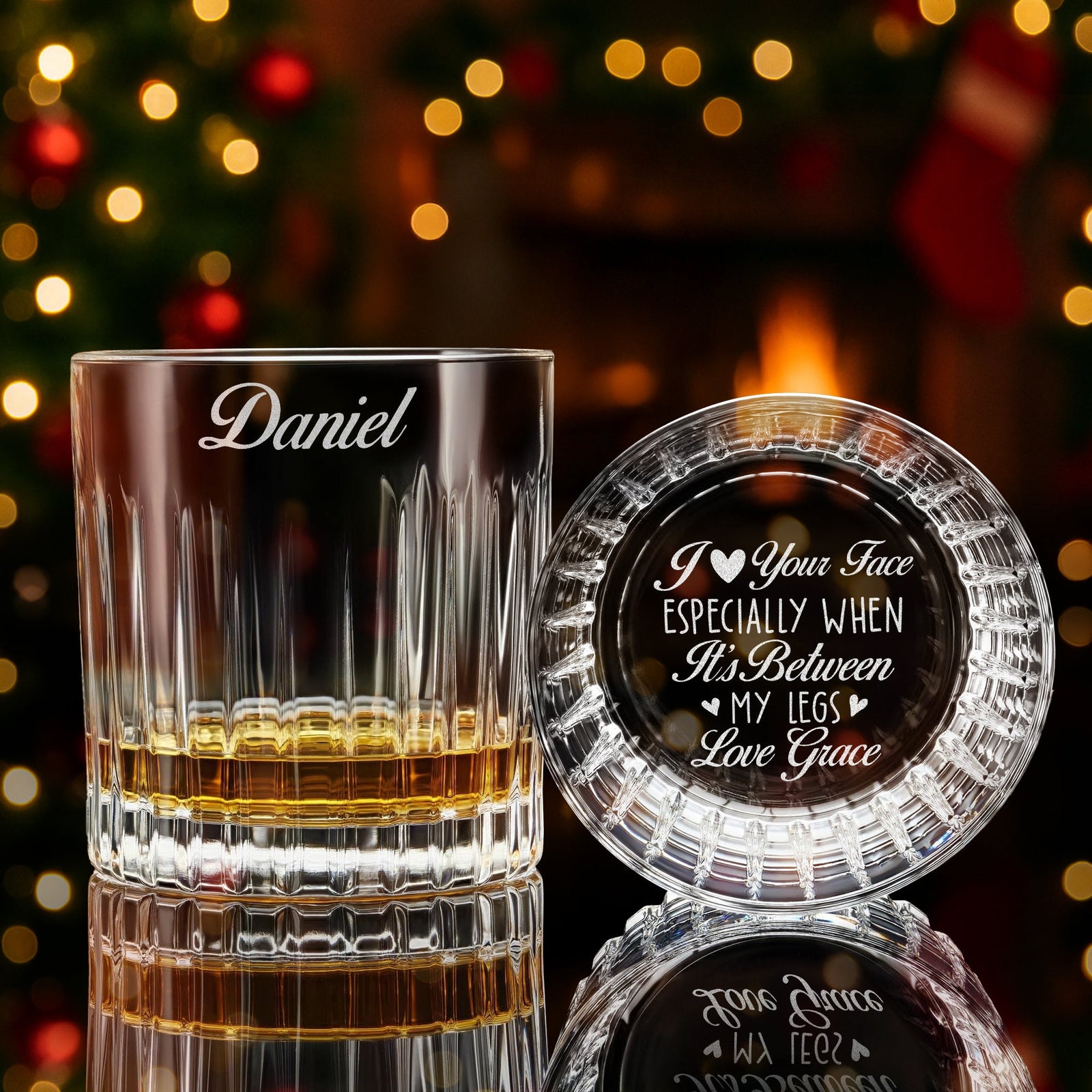 Custom Name I Love Your Face Personalized Engraved Lines Whiskey Glass Valentine Gift HA75 898724