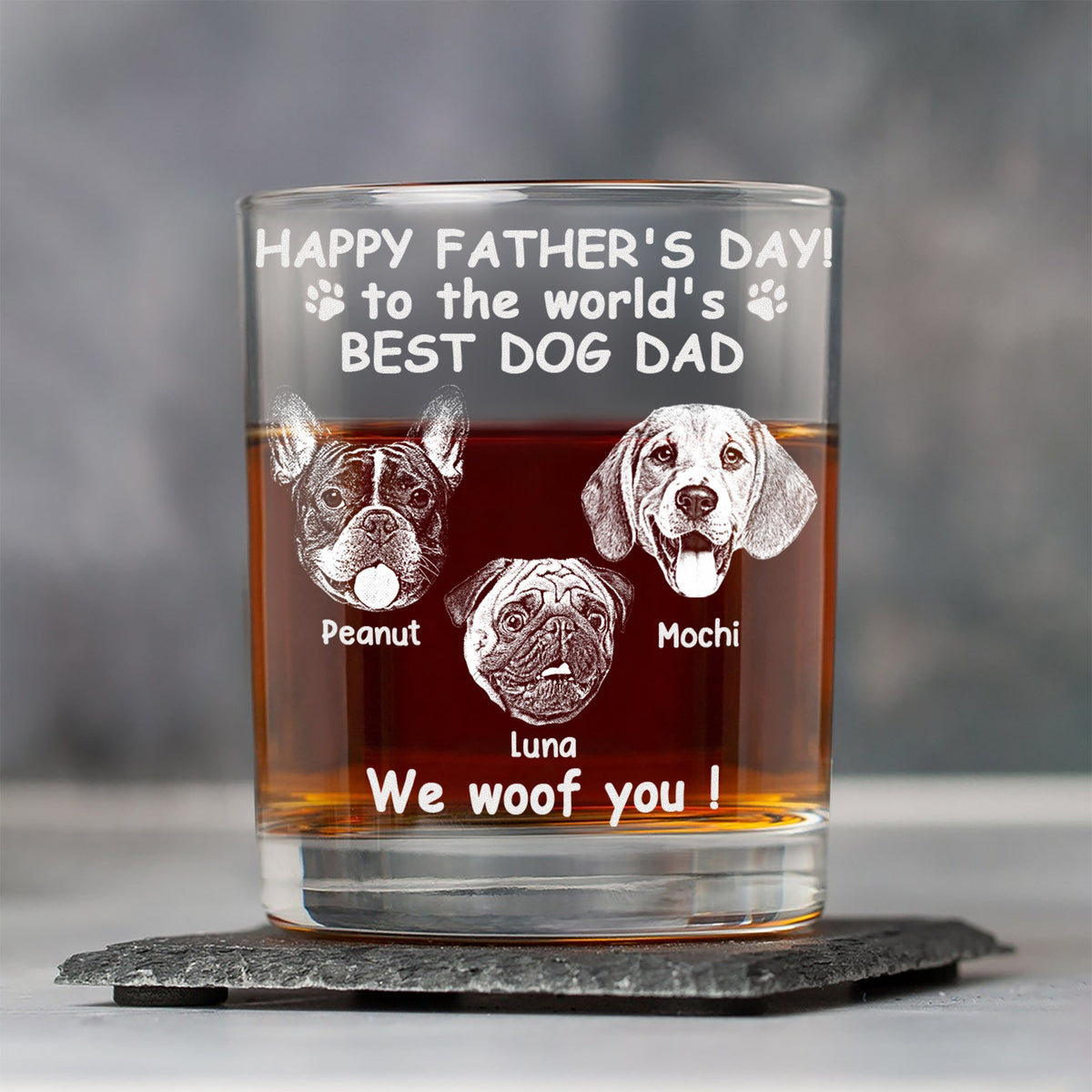 Custom Photo Woof Best Dog Dad Engraved Whiskey Glass Father's Day Gifts HA75 892372