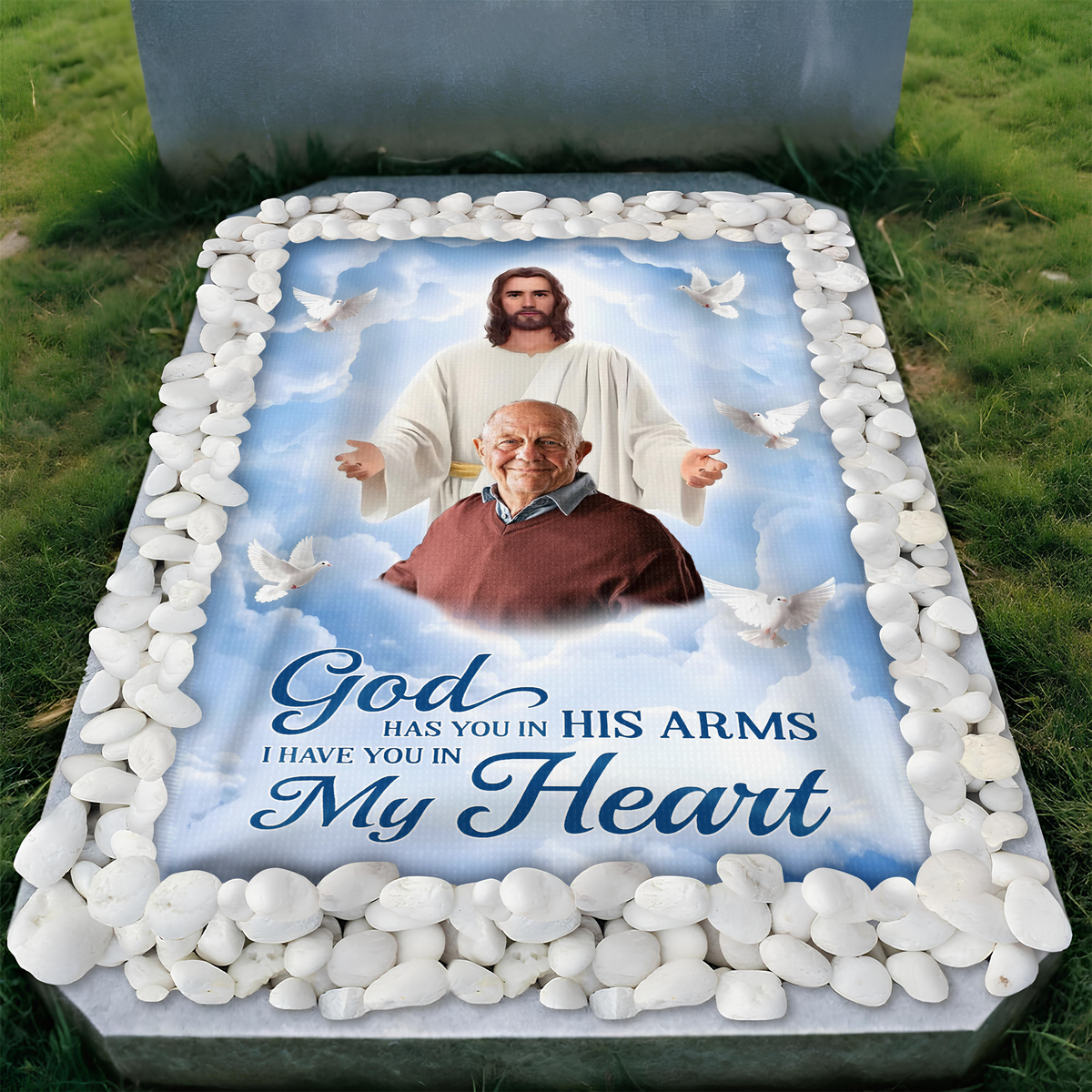 Custom Photo God Has You in His Arms Memorial Grave Blanket HA75 892788