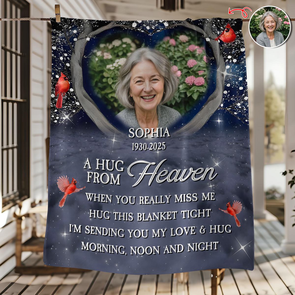 Personalized A Hug From Heaven Custom Photo Memorial  Blanket CH07 896454
